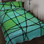 Teal Stained Glass Mosaic Print Quilt Bed Set