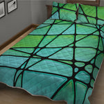 Teal Stained Glass Mosaic Print Quilt Bed Set