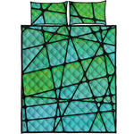 Teal Stained Glass Mosaic Print Quilt Bed Set