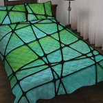 Teal Stained Glass Mosaic Print Quilt Bed Set