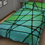 Teal Stained Glass Mosaic Print Quilt Bed Set