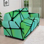 Teal Stained Glass Mosaic Print Sofa Cover