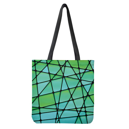 Teal Stained Glass Mosaic Print Tote Bag