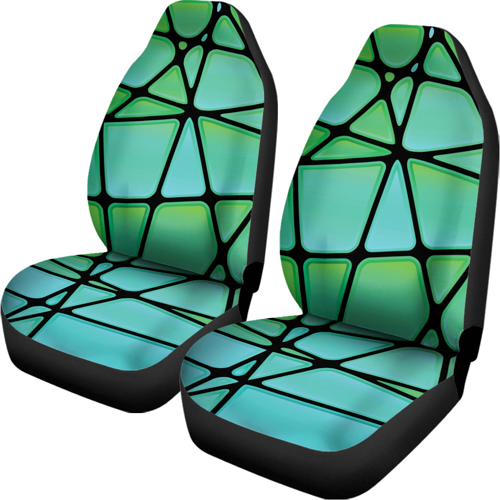 Teal Stained Glass Mosaic Print Universal Fit Car Seat Covers