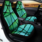 Teal Stained Glass Mosaic Print Universal Fit Car Seat Covers