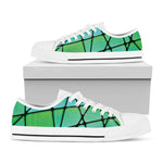 Teal Stained Glass Mosaic Print White Low Top Shoes