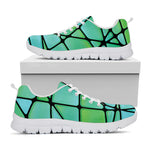 Teal Stained Glass Mosaic Print White Sneakers