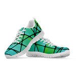 Teal Stained Glass Mosaic Print White Sneakers