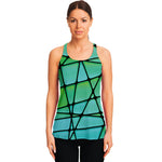 Teal Stained Glass Mosaic Print Women's Racerback Tank Top