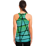 Teal Stained Glass Mosaic Print Women's Racerback Tank Top