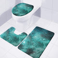 Teal Stardust Galaxy Space Print 3 Piece Bath Mat Set