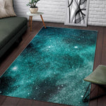 Teal Stardust Galaxy Space Print Area Rug GearFrost