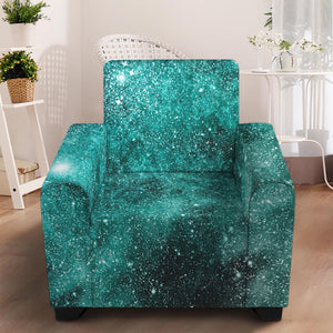 Teal Stardust Galaxy Space Print Armchair Slipcover