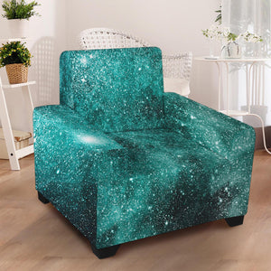 Teal Stardust Galaxy Space Print Armchair Slipcover