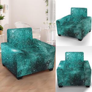 Teal Stardust Galaxy Space Print Armchair Slipcover