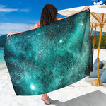 Teal Stardust Galaxy Space Print Beach Sarong Wrap