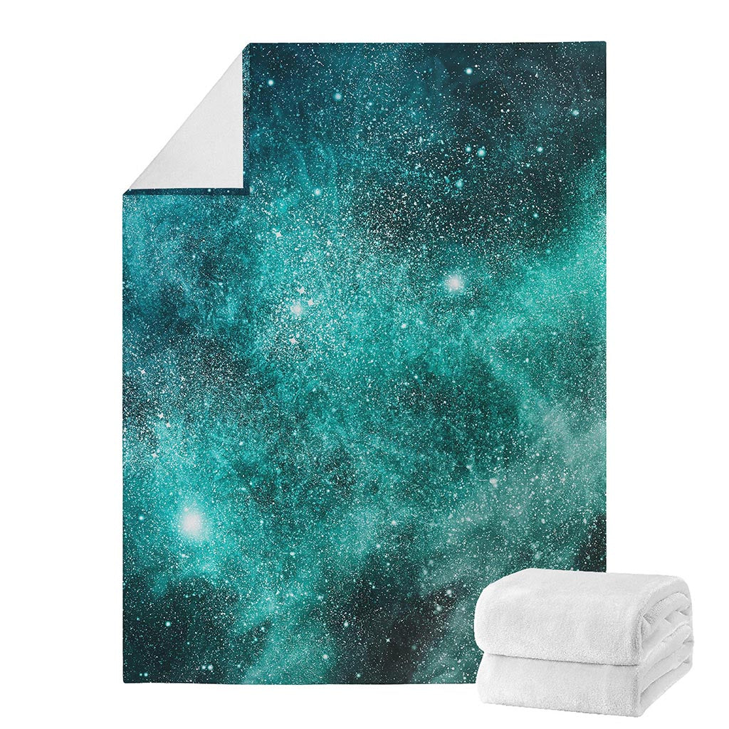 Teal Stardust Galaxy Space Print Blanket