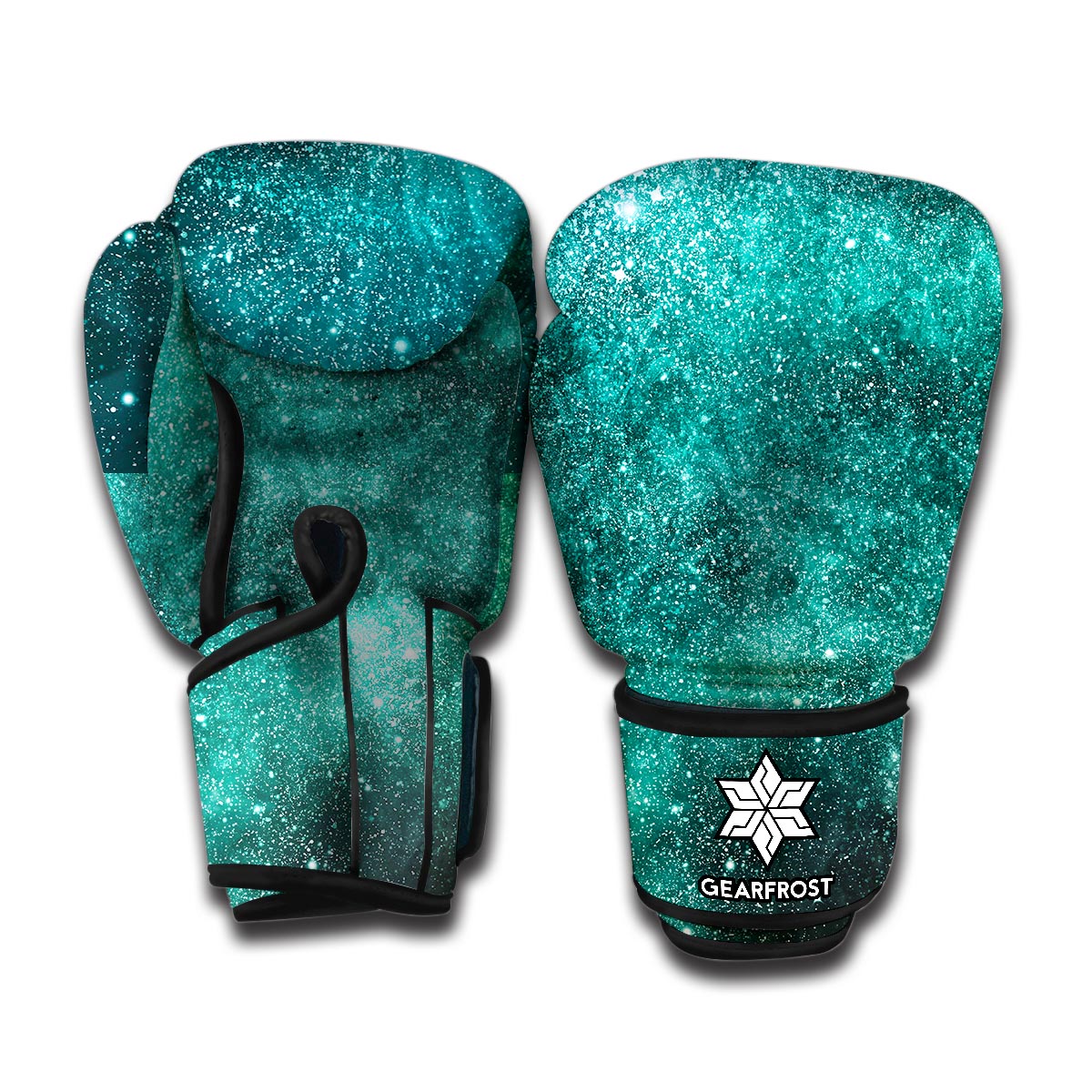 Teal Stardust Galaxy Space Print Boxing Gloves