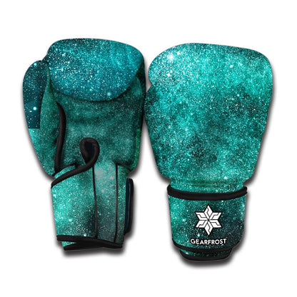 Teal Stardust Galaxy Space Print Boxing Gloves
