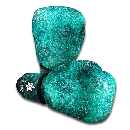Teal Stardust Galaxy Space Print Boxing Gloves