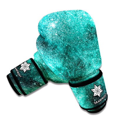 Teal Stardust Galaxy Space Print Boxing Gloves