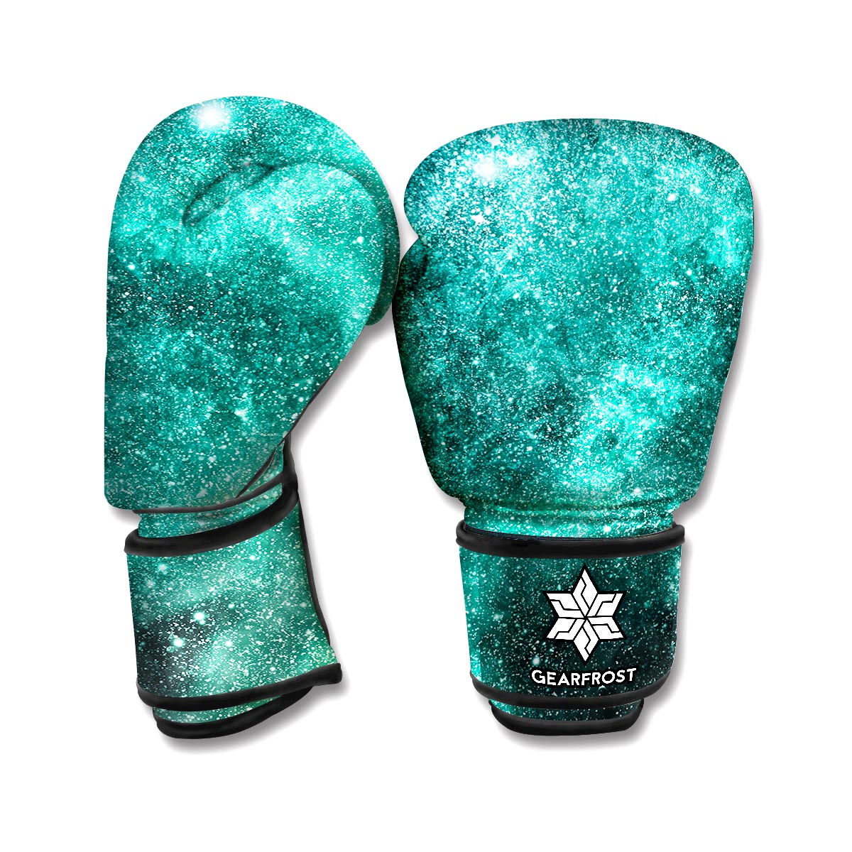 Teal Stardust Galaxy Space Print Boxing Gloves