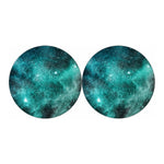 Teal Stardust Galaxy Space Print Car Coasters