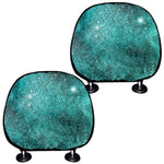 Teal Stardust Galaxy Space Print Car Headrest Covers