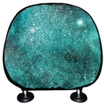 Teal Stardust Galaxy Space Print Car Headrest Covers