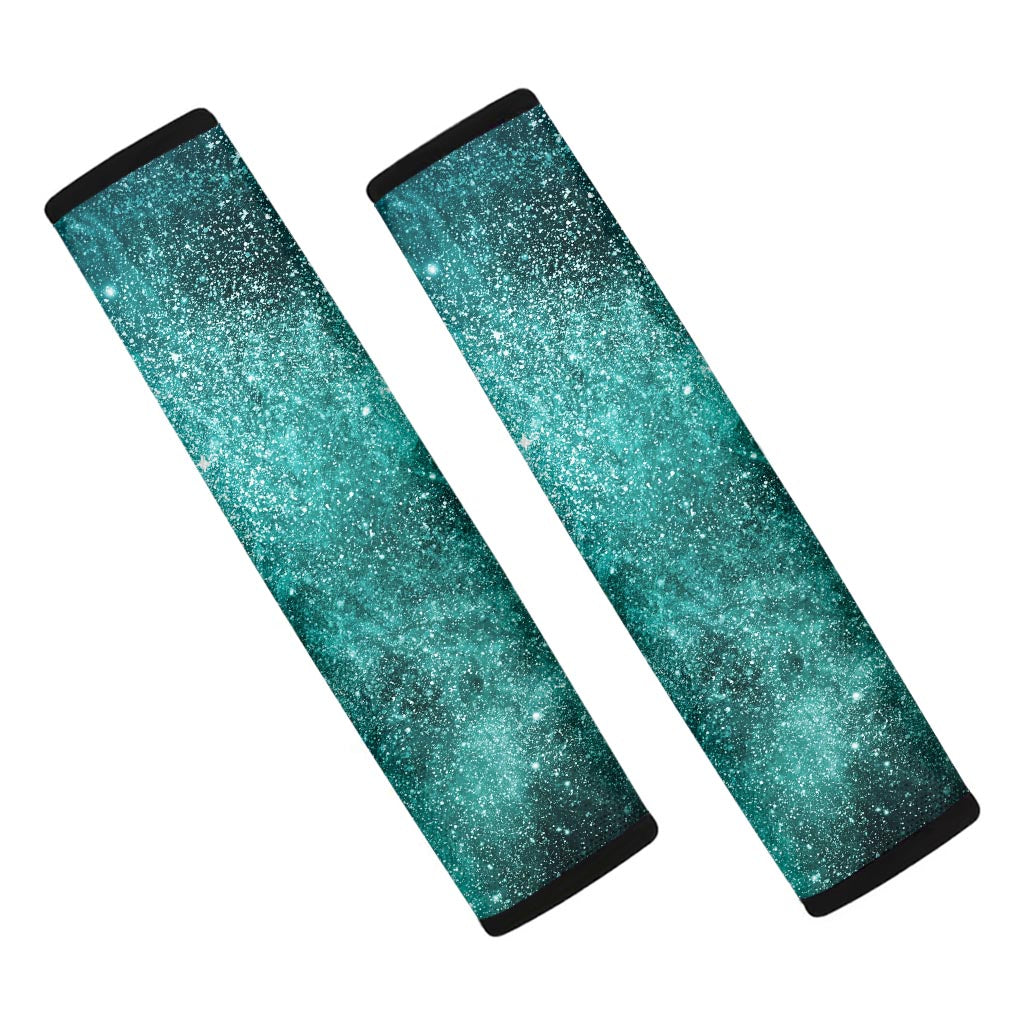 Teal Stardust Galaxy Space Print Car Seat Belt Covers