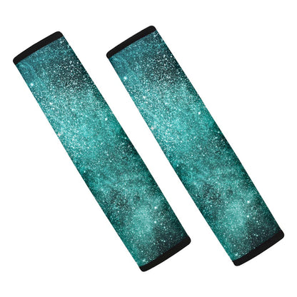 Teal Stardust Galaxy Space Print Car Seat Belt Covers