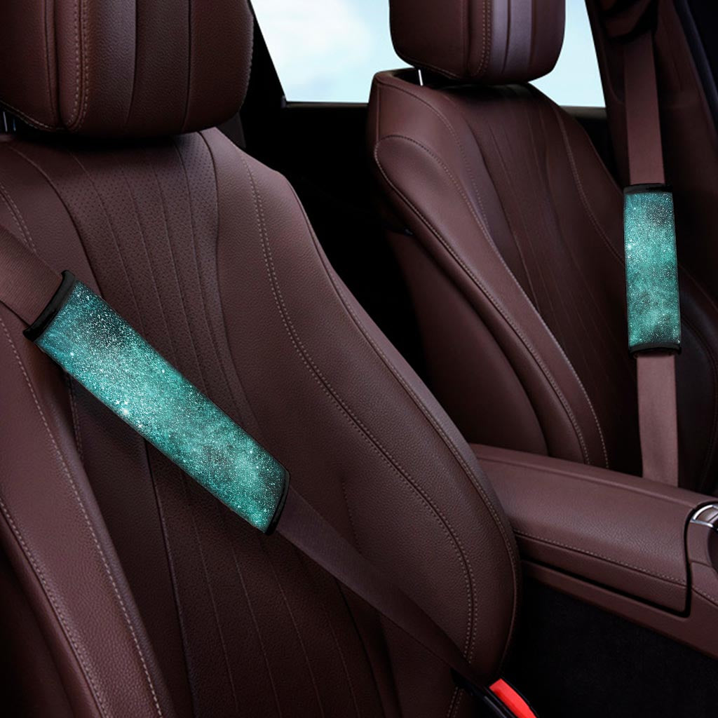 Teal Stardust Galaxy Space Print Car Seat Belt Covers