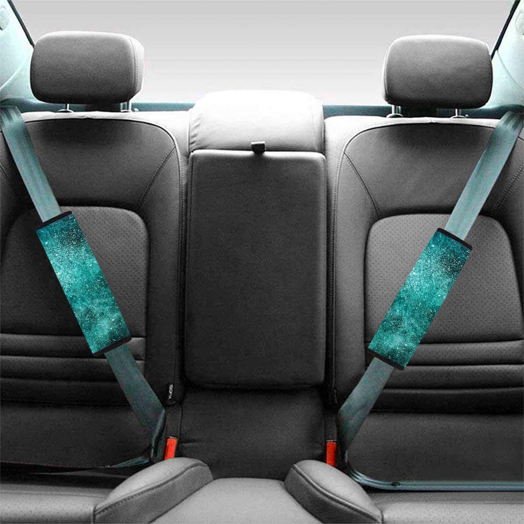 Teal Stardust Galaxy Space Print Car Seat Belt Covers