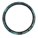 Teal Stardust Galaxy Space Print Car Steering Wheel Cover