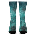 Teal Stardust Galaxy Space Print Crew Socks