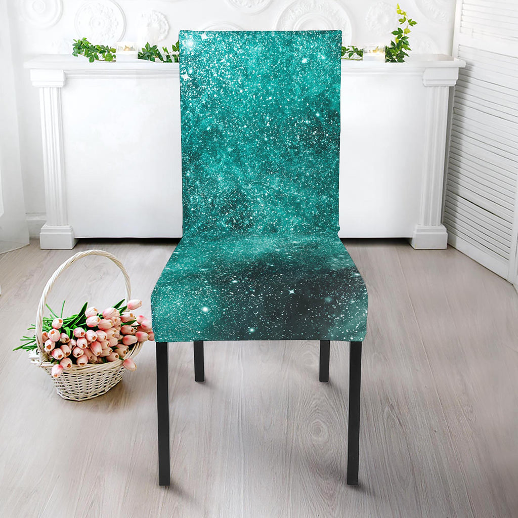 Teal Stardust Galaxy Space Print Dining Chair Slipcover