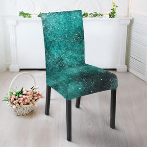 Teal Stardust Galaxy Space Print Dining Chair Slipcover