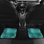 Teal Stardust Galaxy Space Print Front and Back Car Floor Mats