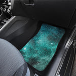 Teal Stardust Galaxy Space Print Front and Back Car Floor Mats