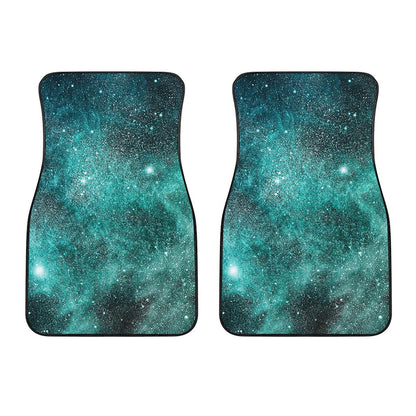 Teal Stardust Galaxy Space Print Front Car Floor Mats