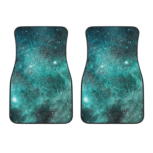 Teal Stardust Galaxy Space Print Front Car Floor Mats
