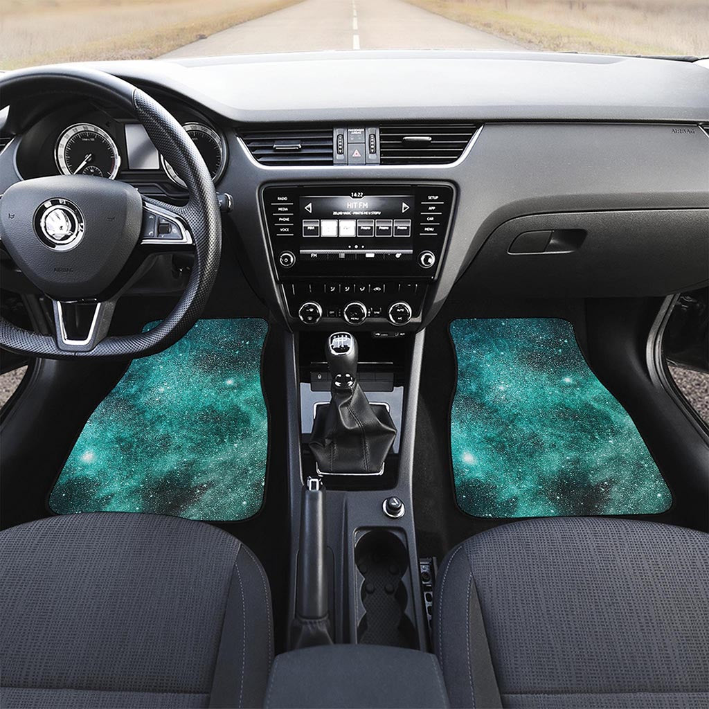Teal Stardust Galaxy Space Print Front Car Floor Mats