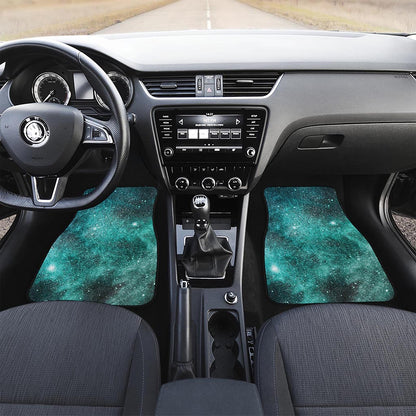 Teal Stardust Galaxy Space Print Front Car Floor Mats