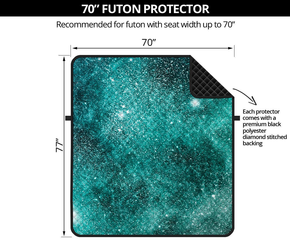 Teal Stardust Galaxy Space Print Futon Protector