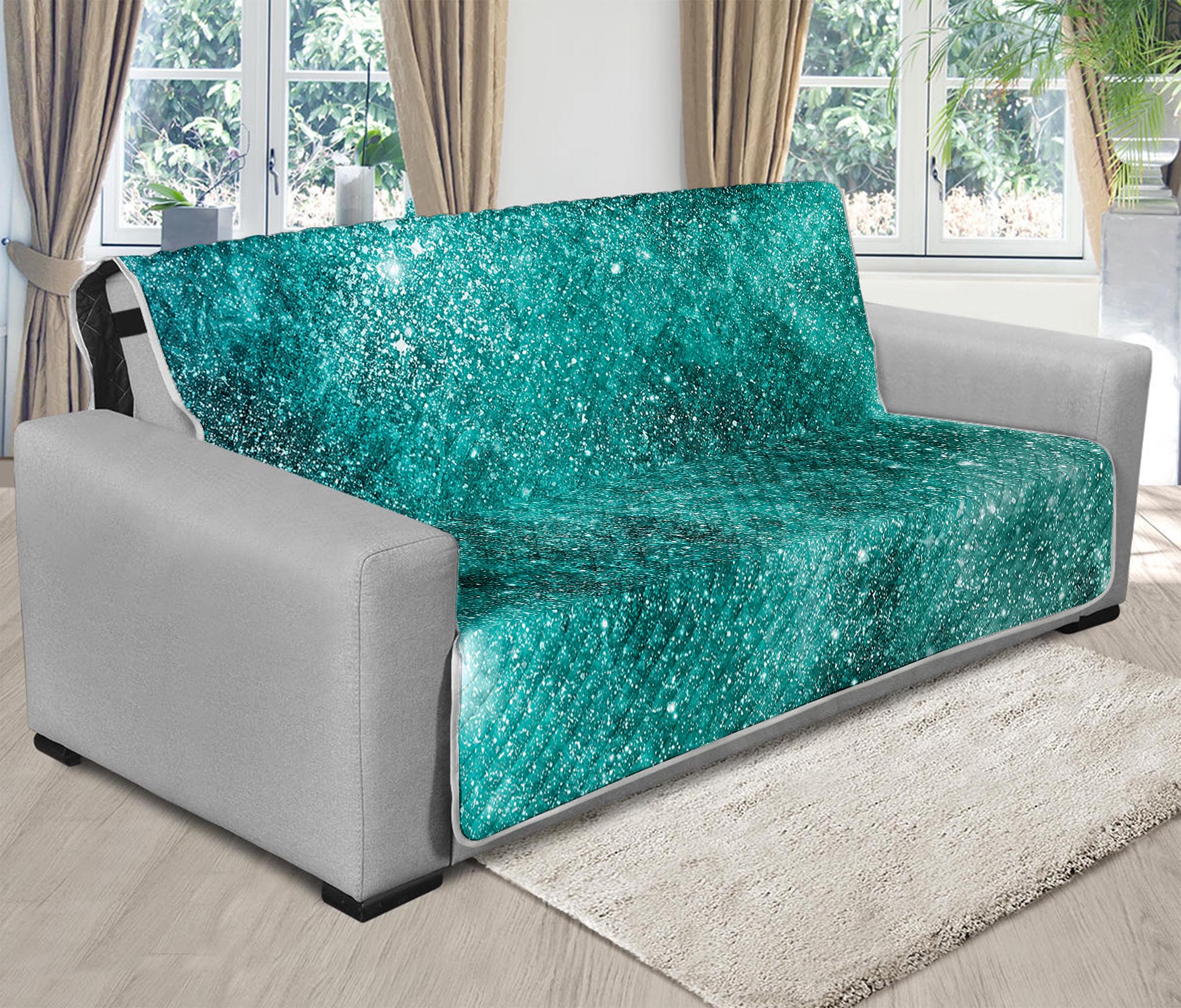 Teal Stardust Galaxy Space Print Futon Protector