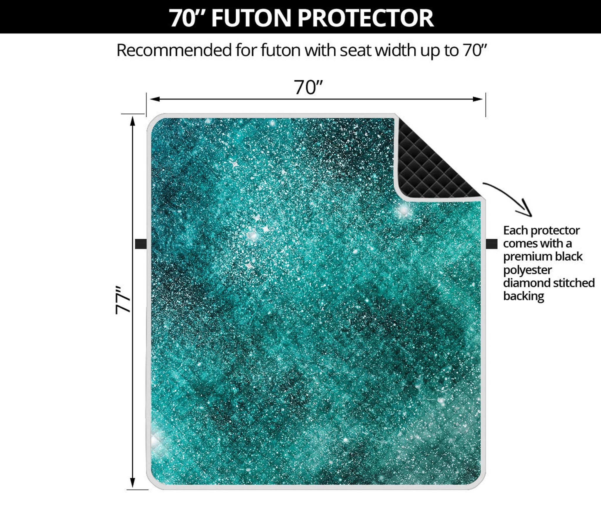 Teal Stardust Galaxy Space Print Futon Protector