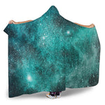 Teal Stardust Galaxy Space Print Hooded Blanket