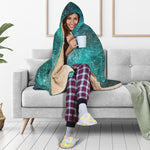 Teal Stardust Galaxy Space Print Hooded Blanket