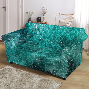 Teal Stardust Galaxy Space Print Loveseat Slipcover