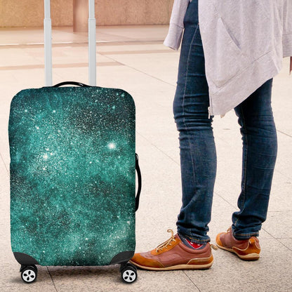 Teal Stardust Galaxy Space Print Luggage Cover GearFrost